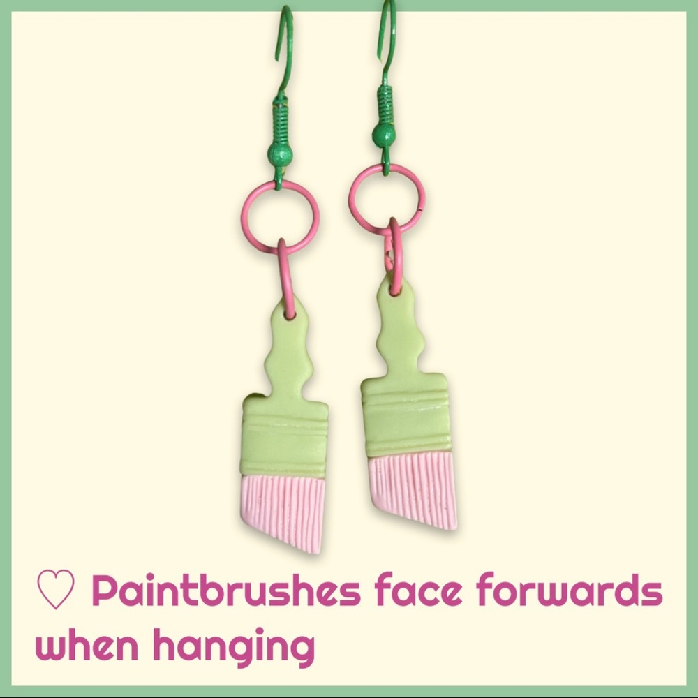 Pastel Kawaii Dangling Paintbrush Earrings - Picture 4 of 6